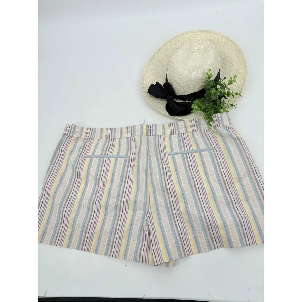 NEW LOFT Multicolor Stripe Pull-On‎ Cotton Shorts Women's XXL Pink Blue - Picture 3 of 10